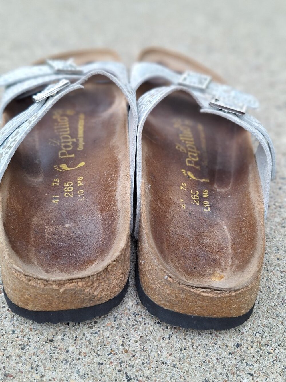 Birkenstock Papillio Silver Floral Cork Excellent Bottoms Women EU 41 N - Picture 4 of 5